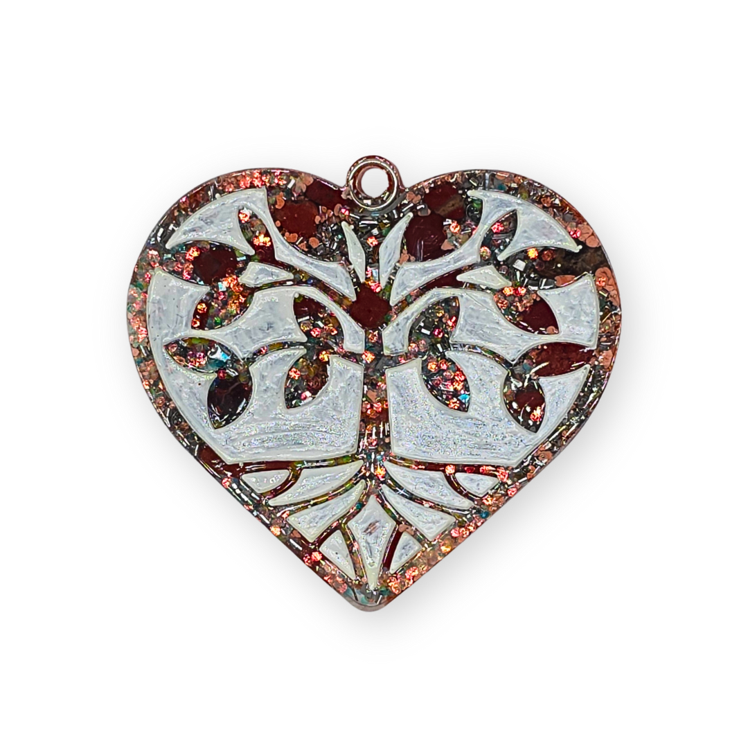 Rode jaspis Levensboom in hart Orgonite