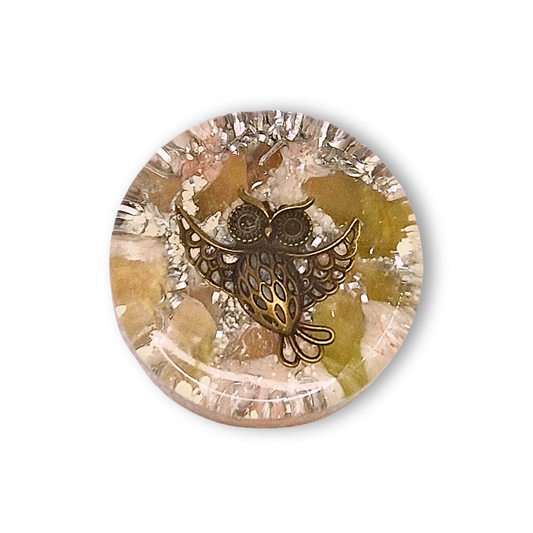 Calciet (groen) Opaaldschijf Orgonite