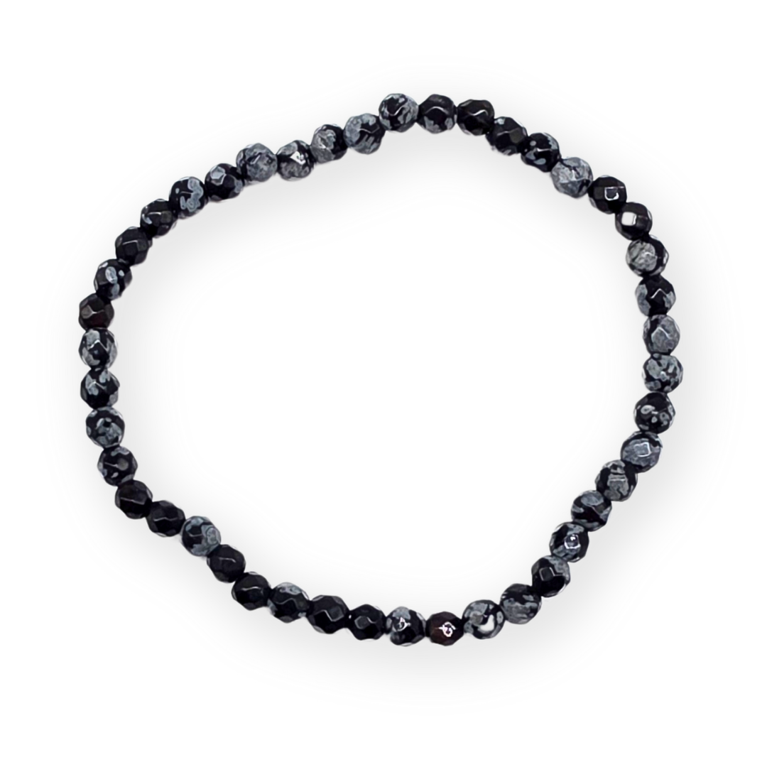Sneeuwvlok obsidiaan Facetarmband