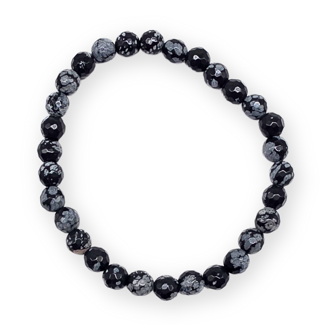 Sneeuwvlok obsidiaan Facetarmband