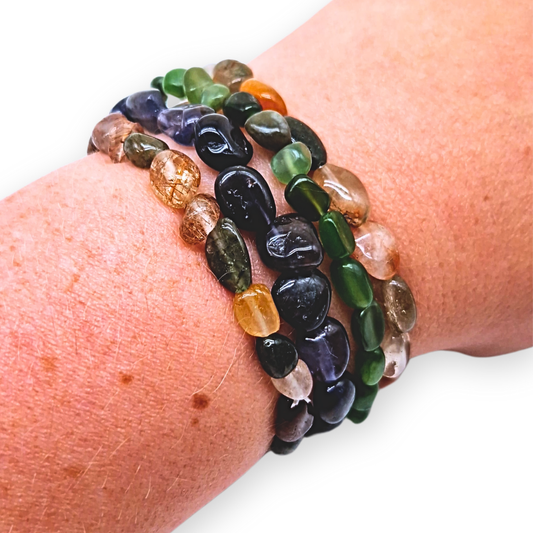 Kwarts mix Trommelsteenarmband