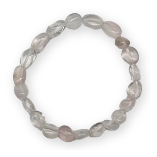 Ijs Rozenkwarts Trommelsteenarmband