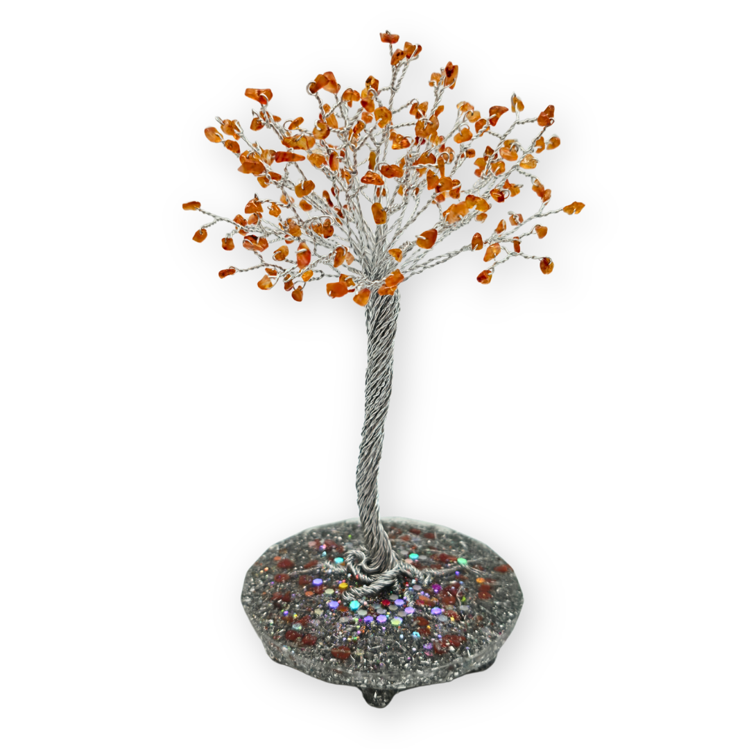 Carneool Levensboom L zilver