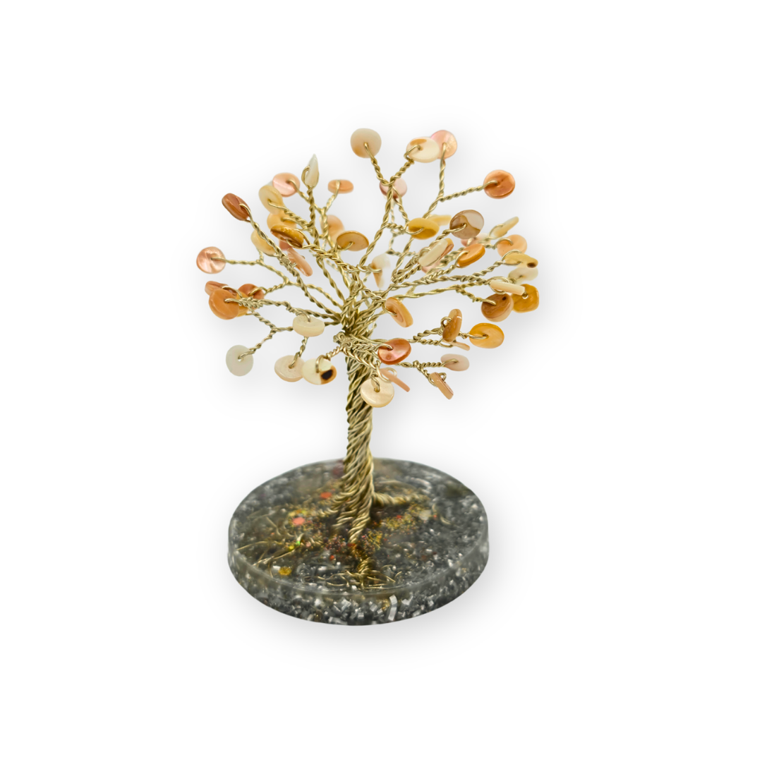 Maansteen (plat) Levensboom S Goud