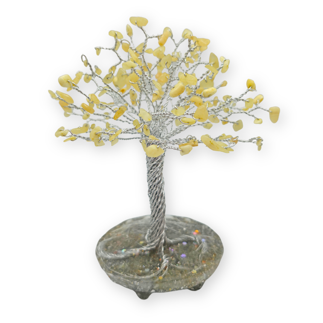 Calciet (geel) Levensboom L zilver