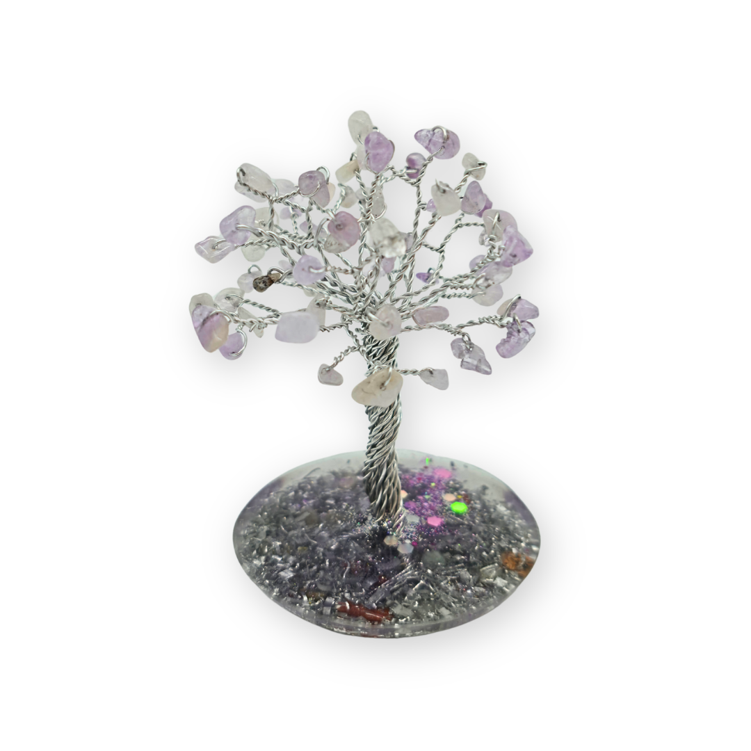 Amethyst (light/dark) Tree of Life S Gold