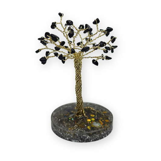 Zwarte toermalijn Levensboom S Goud