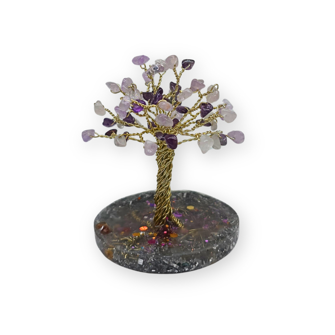 Amethist (licht/donker) Levensboom S Goud