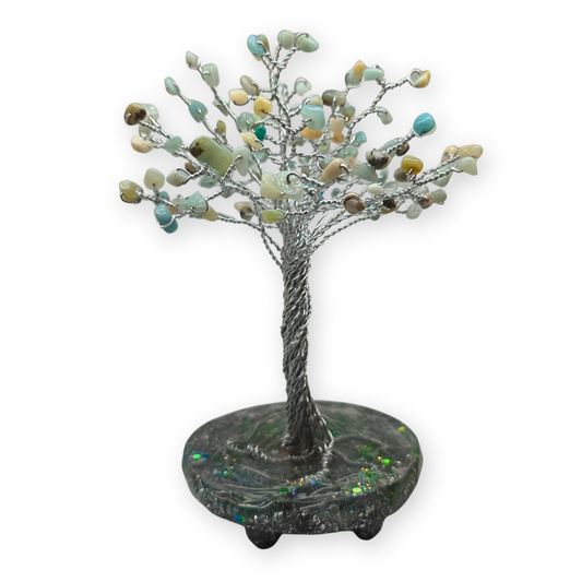 Amazoniet Levensboom L zilver