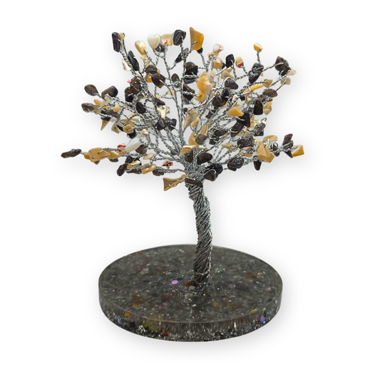 Parelmoer & Aventurijn zilver Levensboom L