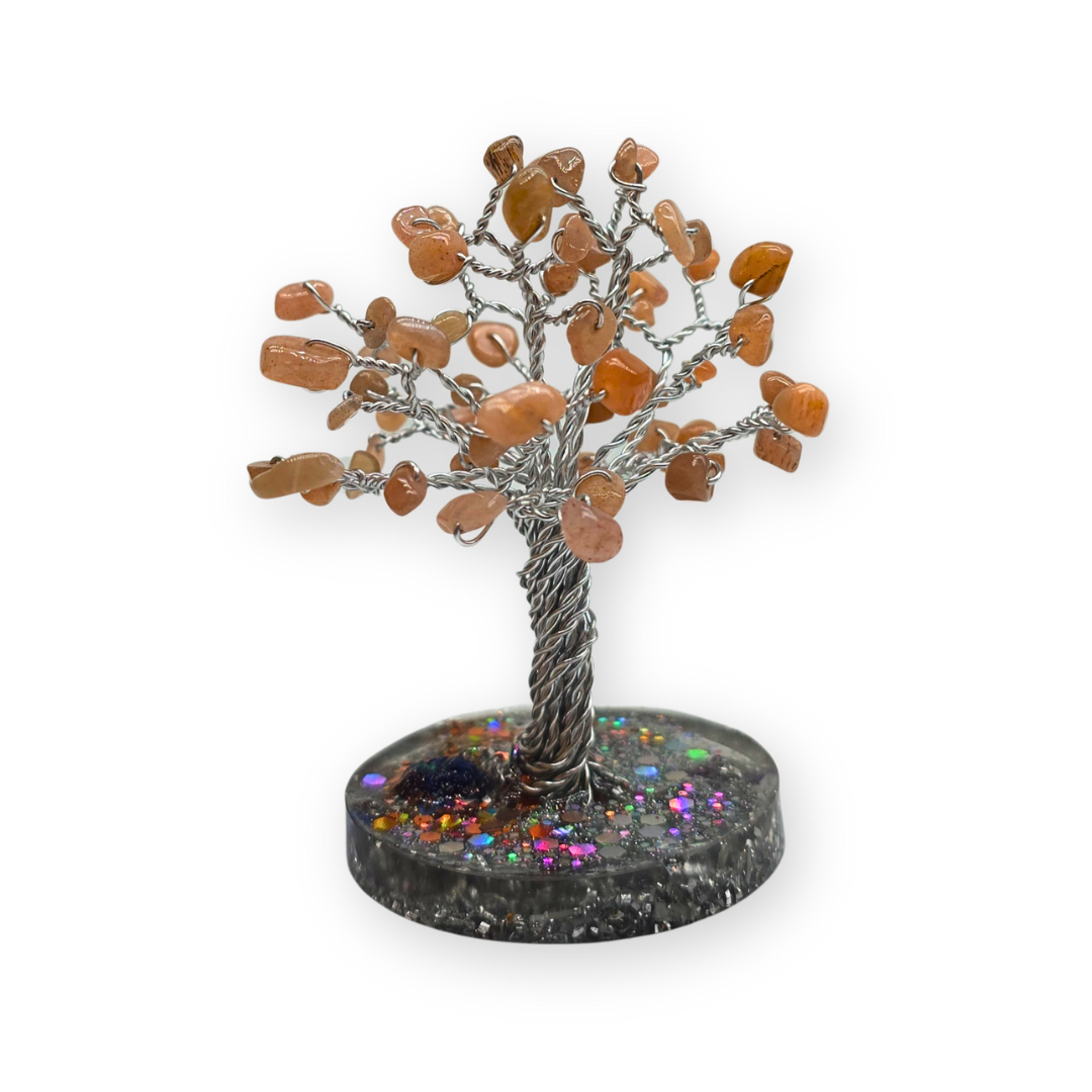 Maansteen (roze) Levensboom S Zilver