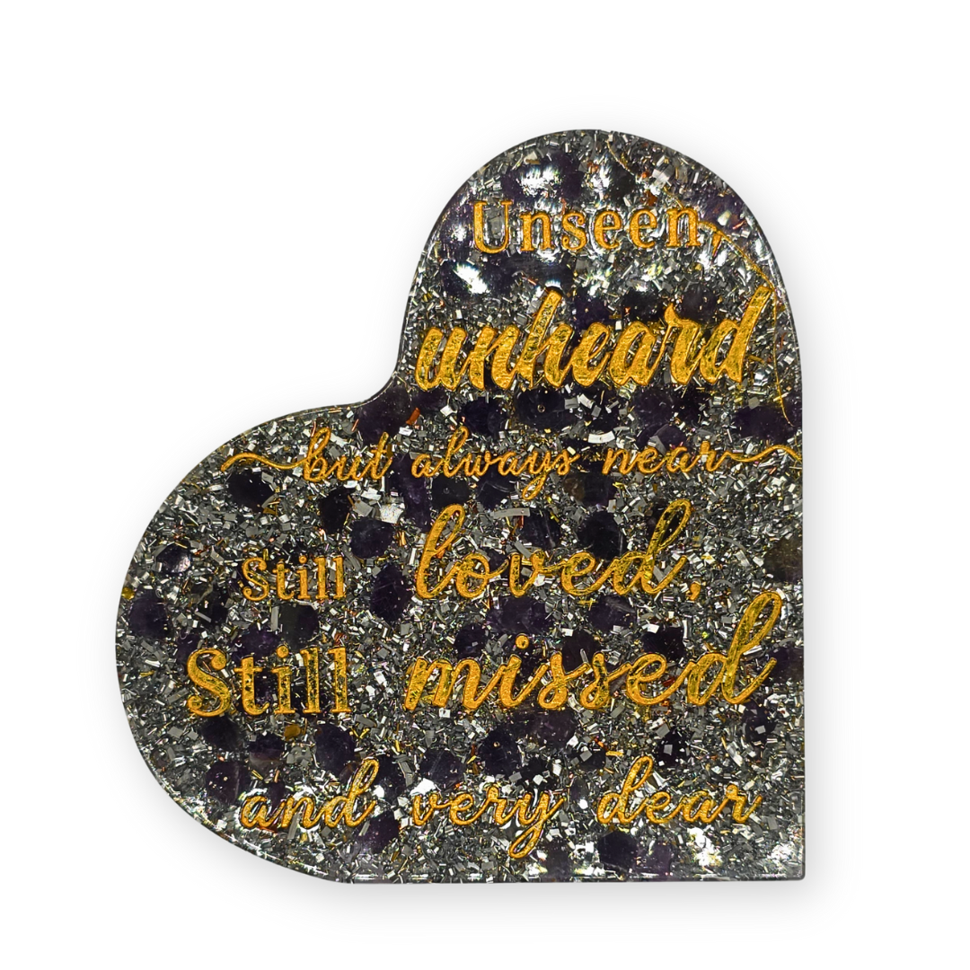 Amethist hart met tekst Orgonite