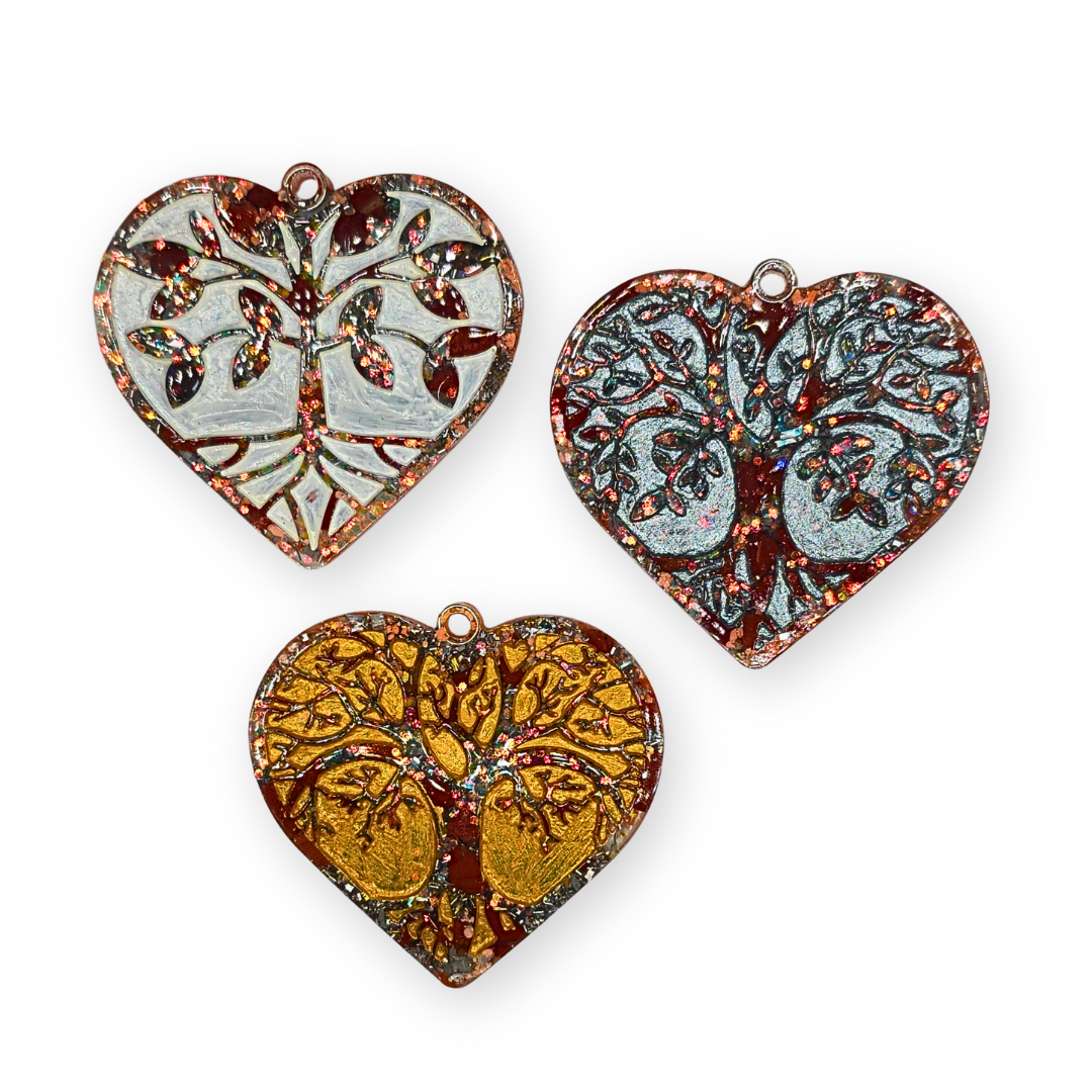 Rode jaspis Levensboom in hart Orgonite