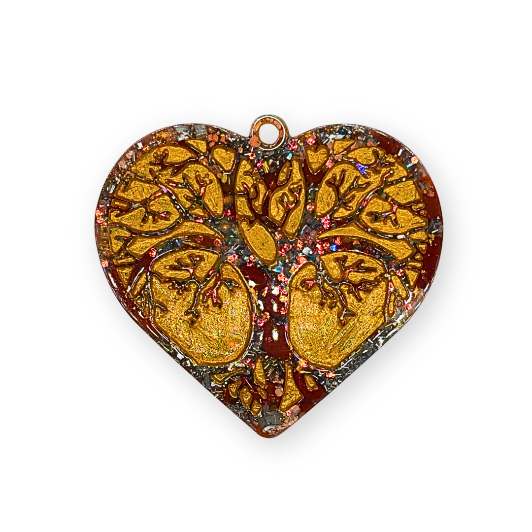 Rode jaspis Levensboom in hart Orgonite