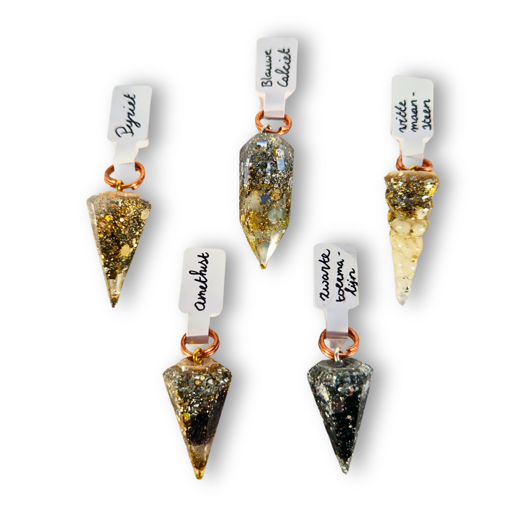 Orgonite edelsteenhanger goud/zilver