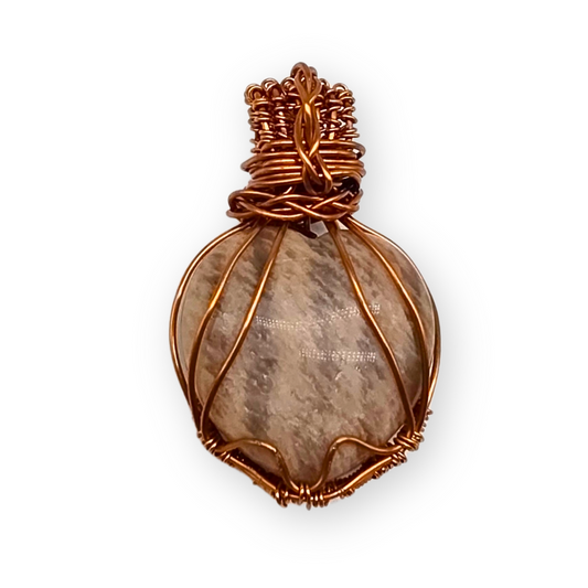 Roze maansteen wire wrapped