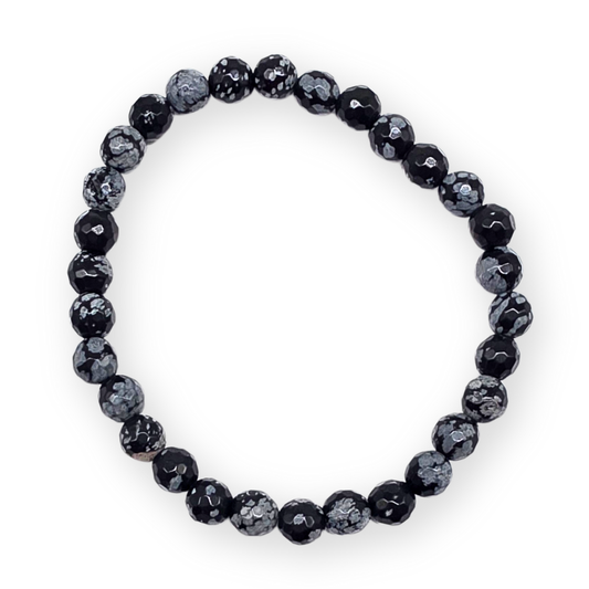 Sneeuwvlok obsidiaan Facetarmband