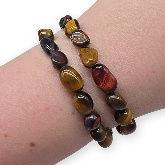 Tijgeroog mix Trommelsteenarmband