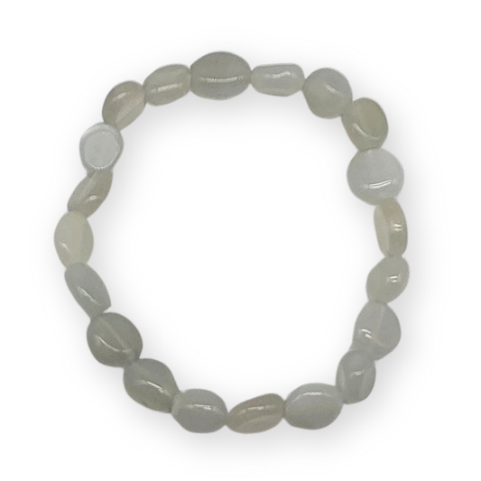 Witte maansteen Trommelsteenarmband
